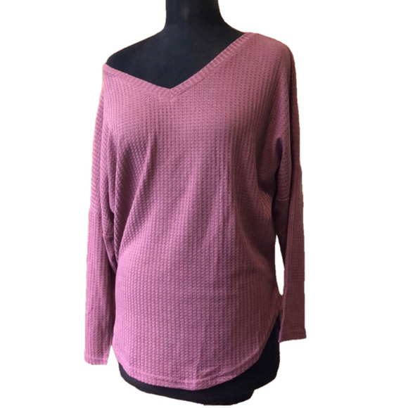 Mauve Waffle Material Slouchy Shrug Top, Size Medium, NWT - Picture 2 of 9